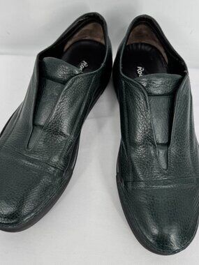 ROCCO P Dark Hunter Green Luxury Pebbled Leather Shoes Loafers Sneakers Sz 40